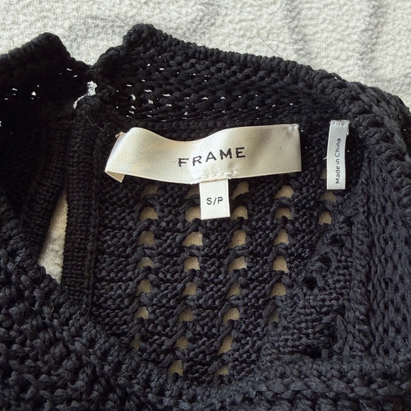 Frame The Crochet Tank Top in Black - Picture 3 of 4